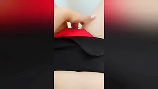 Young stepsister masturbates the brush wet pussy through red panties when home alone - LuxuryOrgasm